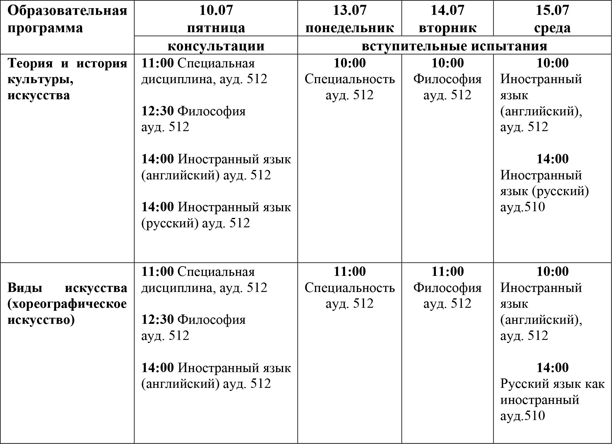 Расписание - аспирантура
